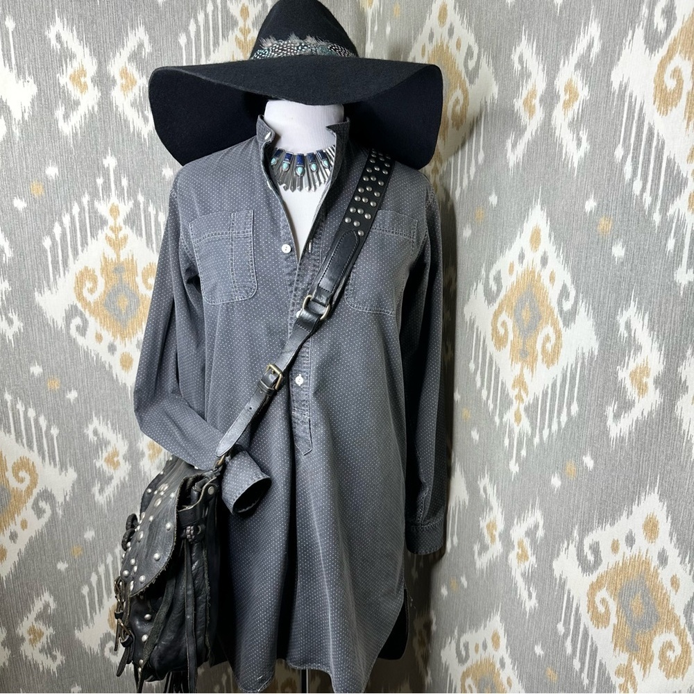 RRL Indigo Cloth Micro Dot Work Wear Shirt Dress Tunic